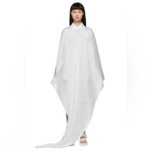 Elegant White Poncho Issey Miyake pleats please madame t stole